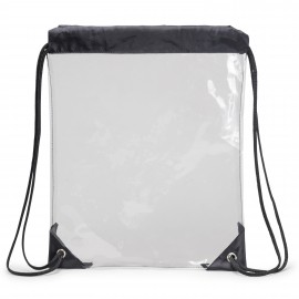 Clear Vinyl Drawstring Tote Bag withBlack Trim with Logo  Clear Vinyl Drawstring Tote Bag withBlack Trim with Logo
