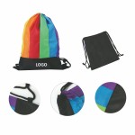 Rainbow Polyester Drawstring Backpack with Logo
