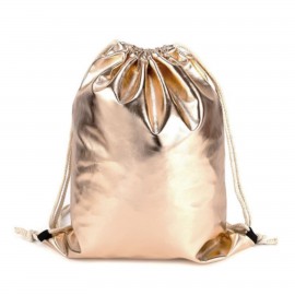 13.78"x 16.54" Metallic Leather Drawstring Backpack with Logo