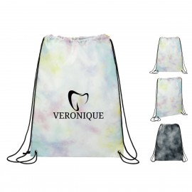 Logo Branded Dark Color Tie Dyed Drawstring Bag