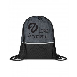 Crosshatch Heather Drawstring Backpack with Logo