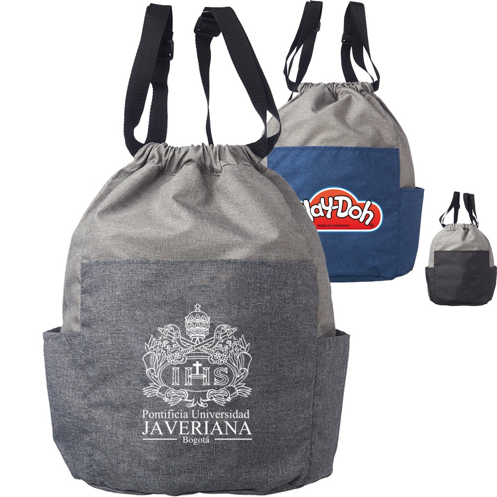 Two Side Pockets Drawstring Backpacks (9.45" x 16.5") with Logo Two Side Pockets Drawstring Backpacks (9.45" x 16.5") with Logo