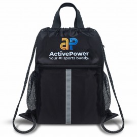 Drawstring Sports Backpack Bags With Bottle Holders with Logo