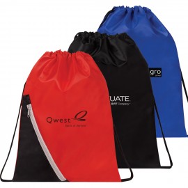 Poly Zipper Pocket Drawstring Bag with Logo