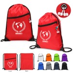 420D Heavy Duty Drawstring Backpack With Front Zipper with Logo