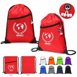 420D Heavy Duty Drawstring Backpack With Front Zipper with Logo