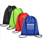 Logo Branded Premium 210D Nylon Drawstring Backpack, Cinch Sports Bag