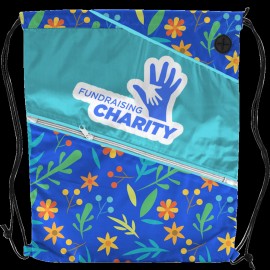 Full Dye Sublimated Slanted Full Zipper Polyester Drawstring Bag with Logo  Full Dye Sublimated Slanted Full Zipper Polyester Drawstring Bag with Logo