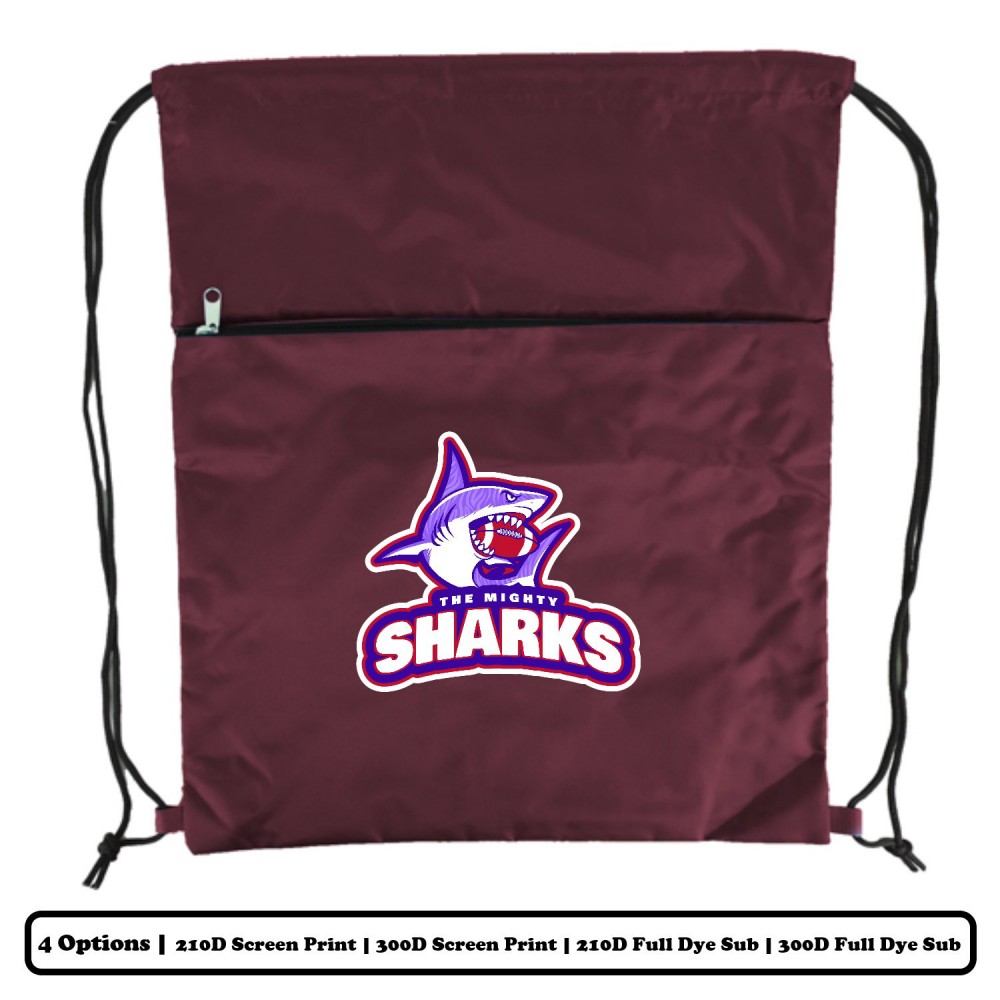 Promotional Single Color Full Zipper Polyester Drawstring Bag Promotional Single Color Full Zipper Polyester Drawstring Bag