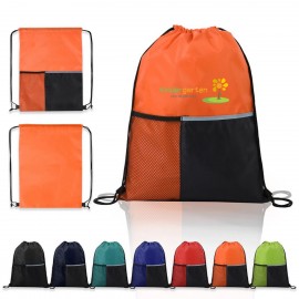 Dual Pocket Drawstring Sportpack with Logo