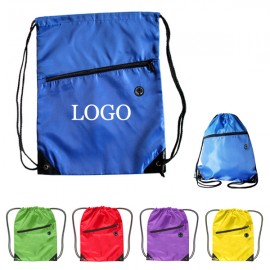Personalized 210D Polyester Sports Drawstring Pack With Front Zipper