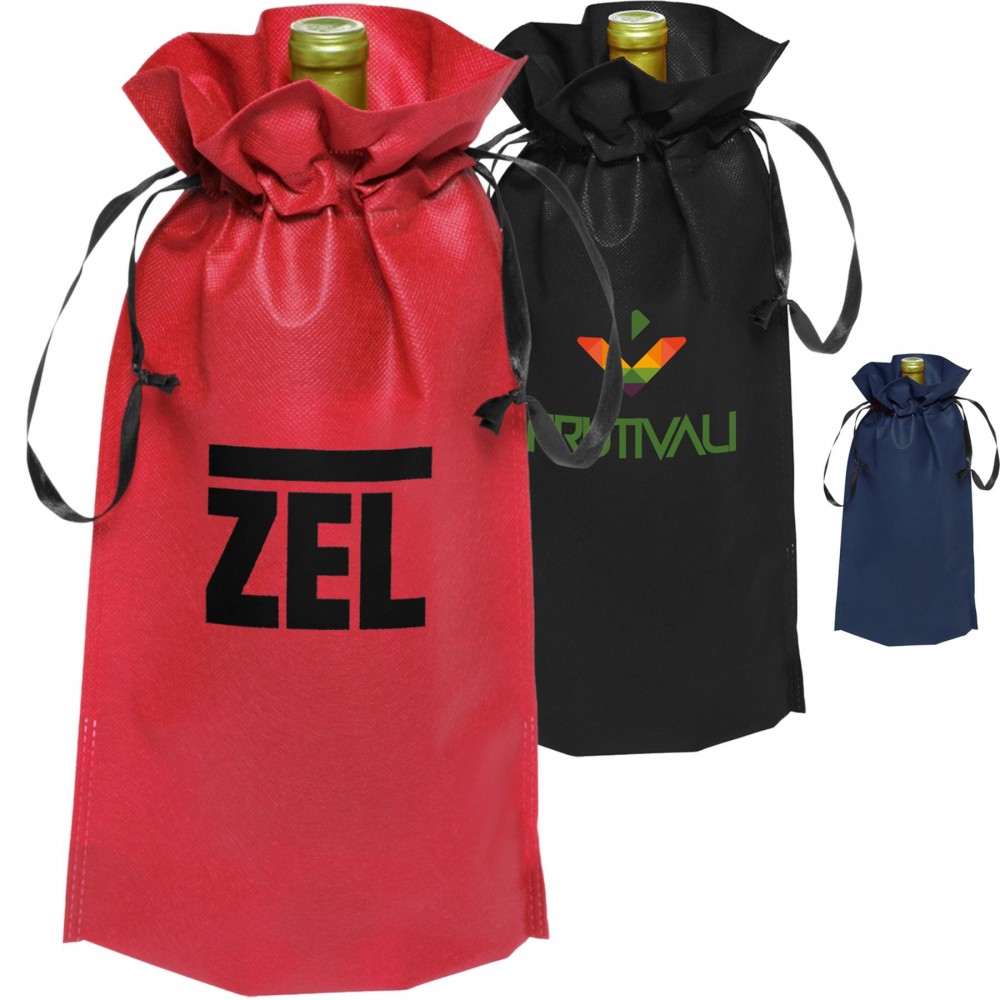 Customized Non-Woven Bottle Drawstring Bags w/ Custom Imprint Customized Non-Woven Bottle Drawstring Bags w/ Custom Imprint