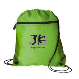 Mesh Pocket Drawstring Backpack with Logo