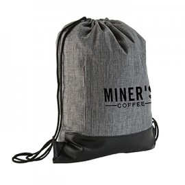 Heathered Drawstring Backpack with Logo
