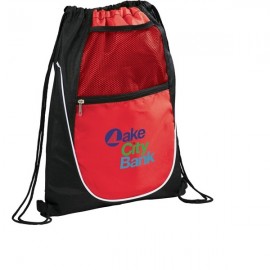 Logo Branded Locker Mesh Pocket Drawstring Backpack