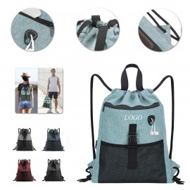 USB Port Drawstring Backpack with Logo  USB Port Drawstring Backpack with Logo