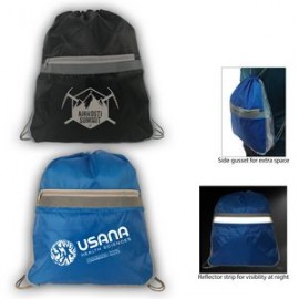 Spacious Drawstring Backpack with Reflector (Sale) with Logo