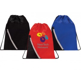 Zipper Pocket Drawstring Bag with Logo  Zipper Pocket Drawstring Bag with Logo