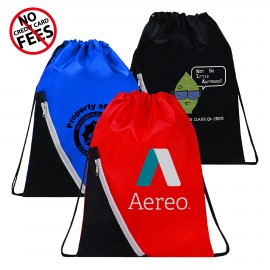 Zipper Pocket Drawstring Backpack with Logo  Zipper Pocket Drawstring Backpack with Logo