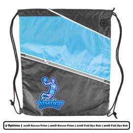 Customized 2-Color Slanted Full Zipper Polyester Drawstring Bag