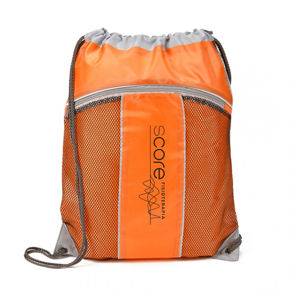 The Leader Drawstring Bag - Orange with Logo