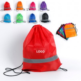 Reflective Drawstring Backpack with Logo