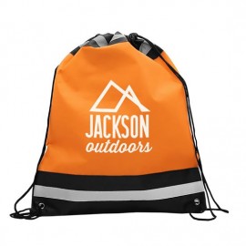 Non-Woven Drawstring With Reflector Stripes Share with Logo  Non-Woven Drawstring With Reflector Stripes Share with Logo