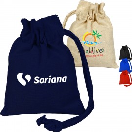 Personalized 100% Cotton canvas Sheeting Coin Drawstring Bag USA Decorated (4" x 5")