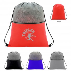 Color Basics Heathered Non-Woven Drawstring Bag with Logo