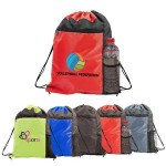 Color Block Drawstring Backpack with Logo