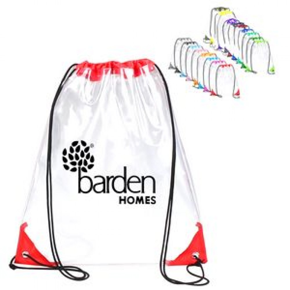 Promotional Clear Drawstring Cinch Backpack - 14" X 17" Promotional Clear Drawstring Cinch Backpack - 14" X 17"