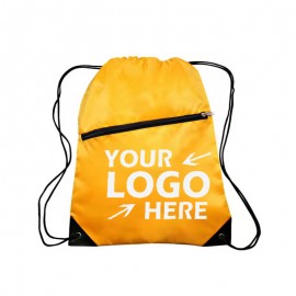 Sports Gym Bag Sack Drawstring Backpack with Zipper Pocket with Logo