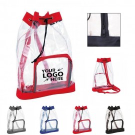 Logo Branded Clear Cinch Backpack  Logo Branded Clear Cinch Backpack