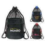 600D Polyester Drawstring Gym & Sports Travel Backpack w/ Pockets with Logo