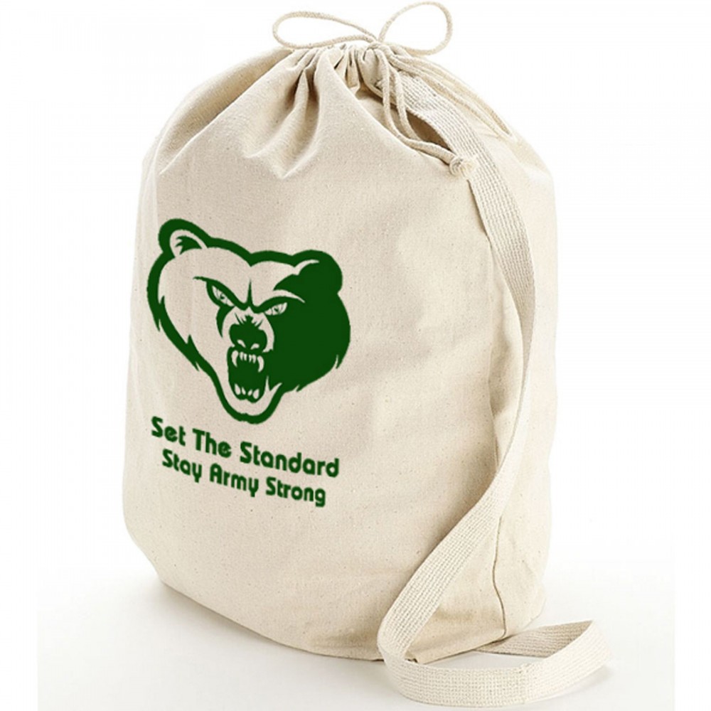 12 oz. Small Cotton Canvas Drawstring Gym & Sports Travel Backpack with Logo 12 oz. Small Cotton Canvas Drawstring Gym & Sports Travel Backpack with Logo