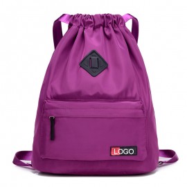 Logo Branded Nylon Sports Travel Drawstring Backpack  Logo Branded Nylon Sports Travel Drawstring Backpack