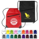 Personalized Drawstring Backpack with Front Zipper Pocket