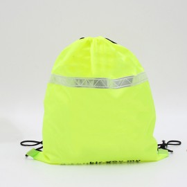 Personalized Fluorescent Green Drawstring Backpack with Reflective Stripe  Personalized Fluorescent Green Drawstring Backpack with Reflective Stripe