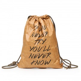 Custom Washable Kraft Dupont Paper Drawstring Backpack with Polyester Inner  Custom Washable Kraft Dupont Paper Drawstring Backpack with Polyester Inner