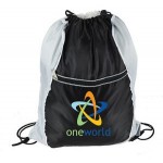 Dual Color Drawstring backpack with Front Zipper Pocket Bag with Logo