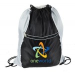 Logo Branded Dual Color Drawstring backpack with Front Zipper Pocket Bag