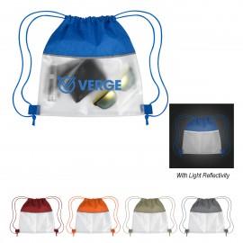 Customized Reflective Heathered Frost Drawstring Bag  Customized Reflective Heathered Frost Drawstring Bag
