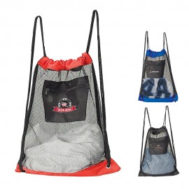 Mesh Drawstring Backpack with Logo