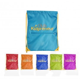 Large Front Zipper Pocket Drawstring Backpack with Logo  Large Front Zipper Pocket Drawstring Backpack with Logo