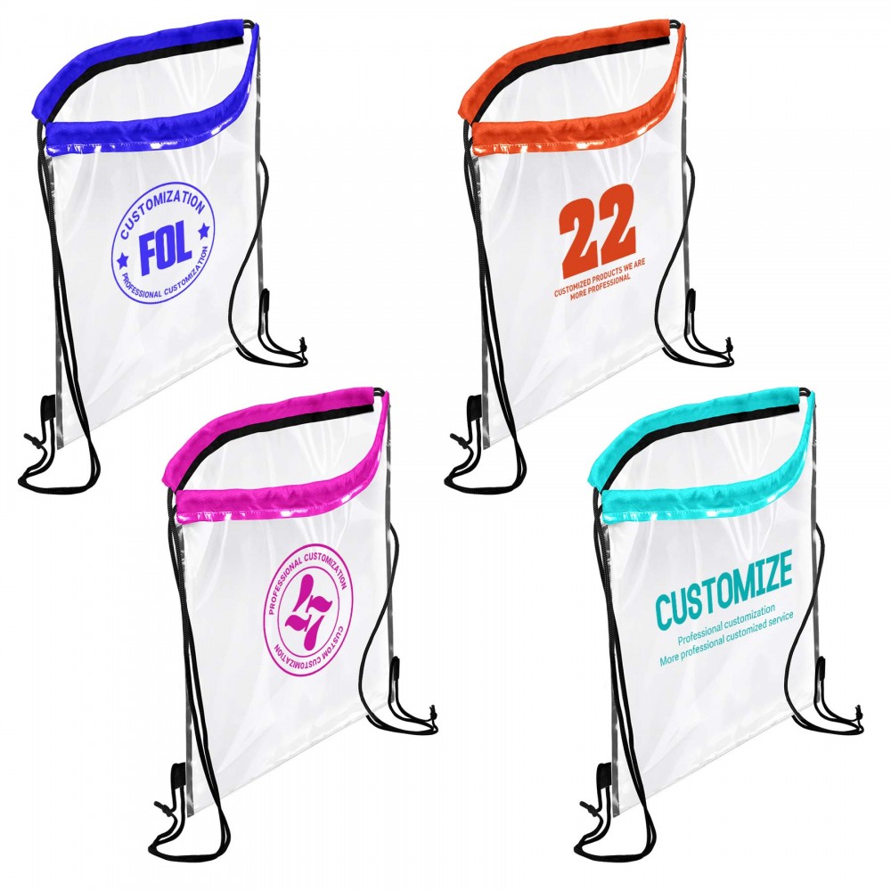 Customized Transparent PVC Drawstring Backpack
