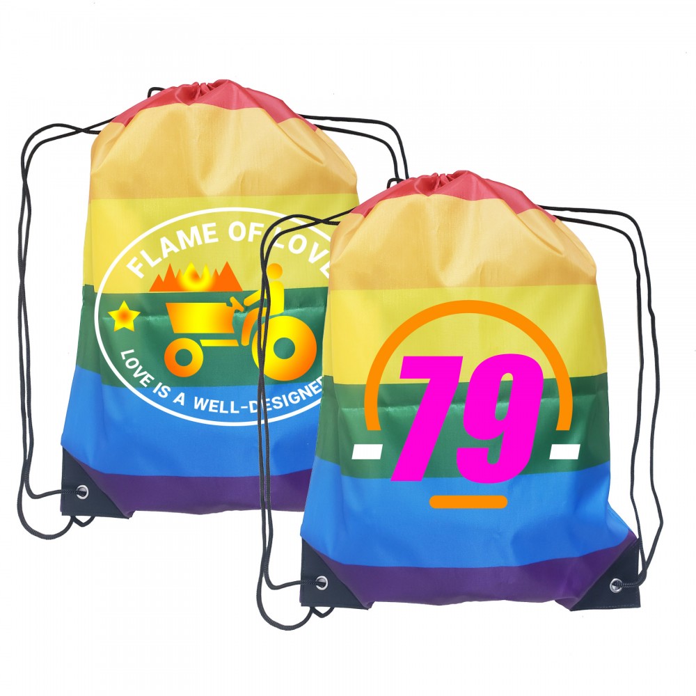 Rainbow Drawstring Backpack with Logo Rainbow Drawstring Backpack with Logo