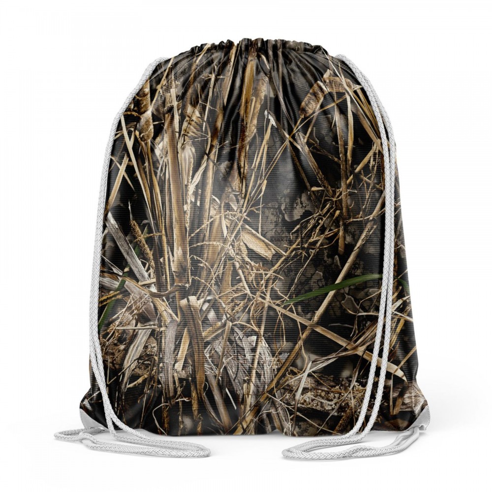 Woven Oxford Hunting Camo Drawstring Backpack, Cinch Sports Bag, 220 GSM with Logo