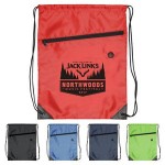 Drawstring Sports Bag with Front Zipper with Logo