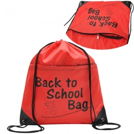 Logo Branded Polyester Drawstring Backpack w/Extra Zipper Bag