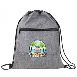 Logo Branded Heather Gray Drawstring Backpack